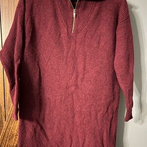 Madewell Burgundy Zip-Up Sweater Dress